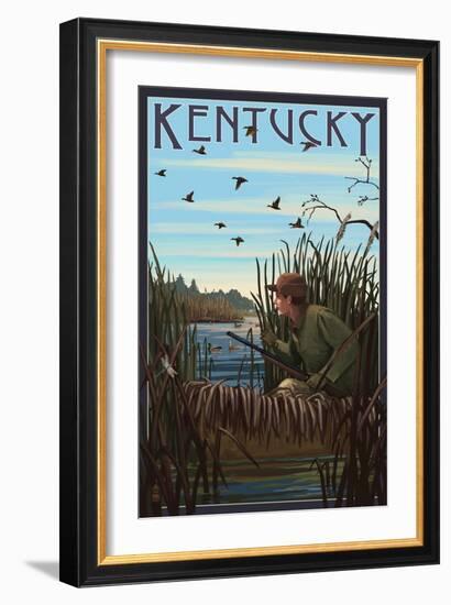 Kentucky - Hunter and Lake-Lantern Press-Framed Art Print