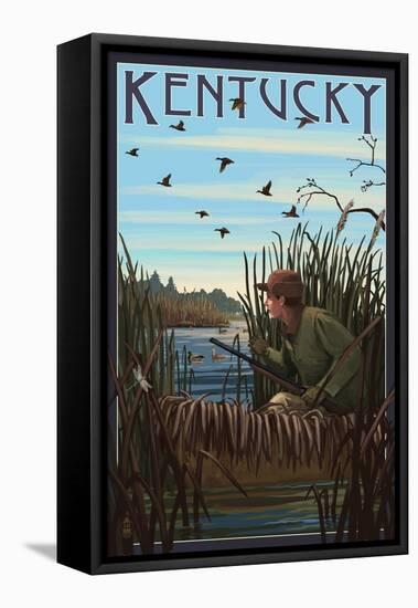 Kentucky - Hunter and Lake-Lantern Press-Framed Stretched Canvas