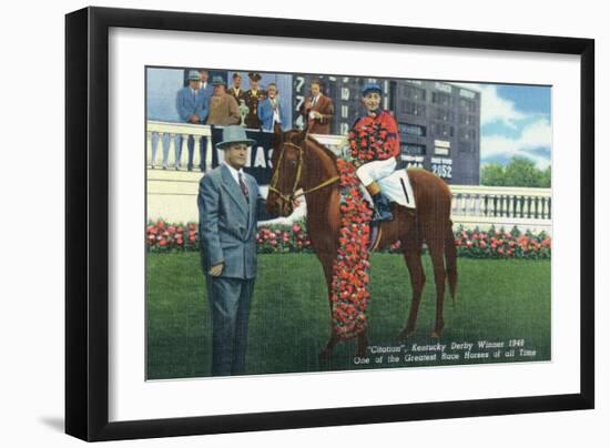 Kentucky - Kentucky Derby Winner Citation in 1948-Lantern Press-Framed Art Print