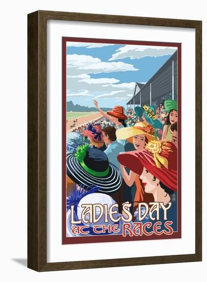 Kentucky - Ladies Day at the Track Horse Racing-Lantern Press-Framed Art Print