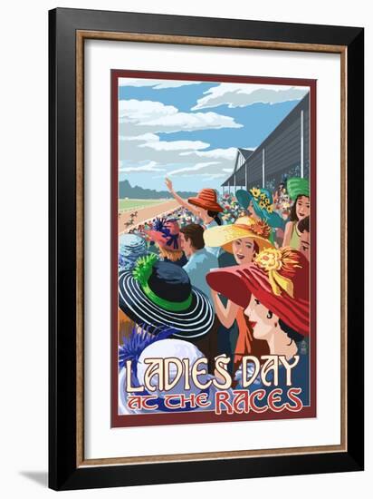 Kentucky - Ladies Day at the Track Horse Racing-Lantern Press-Framed Art Print