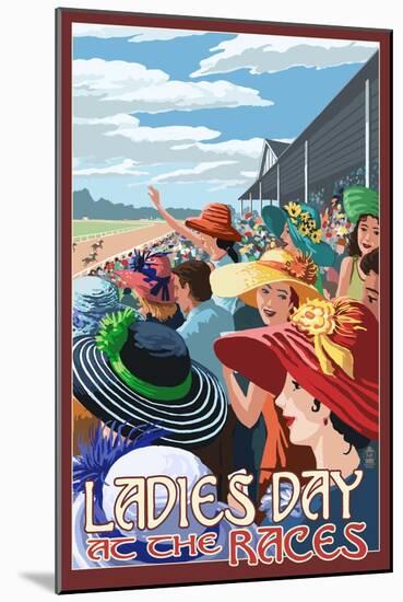 Kentucky - Ladies Day at the Track Horse Racing-Lantern Press-Mounted Art Print