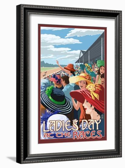 Kentucky - Ladies Day at the Track Horse Racing-Lantern Press-Framed Art Print