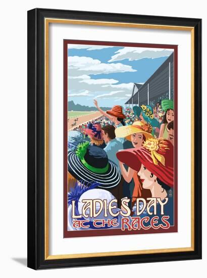 Kentucky - Ladies Day at the Track Horse Racing-Lantern Press-Framed Art Print