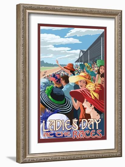 Kentucky - Ladies Day at the Track Horse Racing-Lantern Press-Framed Premium Giclee Print