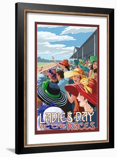 Kentucky - Ladies Day at the Track Horse Racing-Lantern Press-Framed Premium Giclee Print