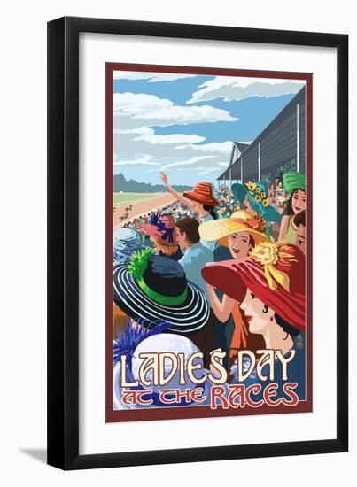 Kentucky - Ladies Day at the Track Horse Racing-Lantern Press-Framed Premium Giclee Print