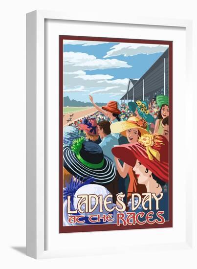 Kentucky - Ladies Day at the Track Horse Racing-Lantern Press-Framed Premium Giclee Print
