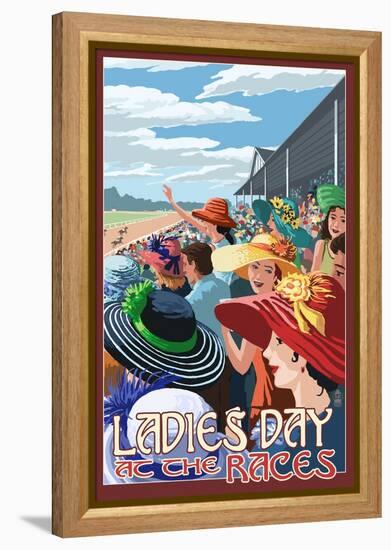 Kentucky - Ladies Day at the Track Horse Racing-Lantern Press-Framed Stretched Canvas
