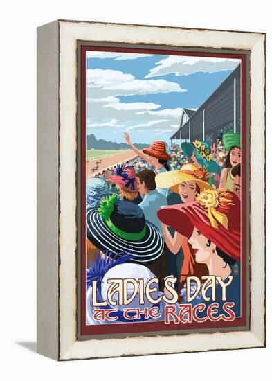 Kentucky - Ladies Day at the Track Horse Racing-Lantern Press-Framed Stretched Canvas