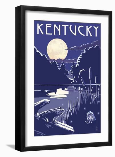 Kentucky - Lake at Night-Lantern Press-Framed Art Print