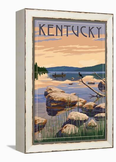 Kentucky - Lake Sunrise Scene-Lantern Press-Framed Stretched Canvas