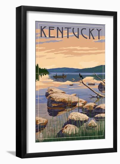 Kentucky - Lake Sunrise Scene-Lantern Press-Framed Art Print