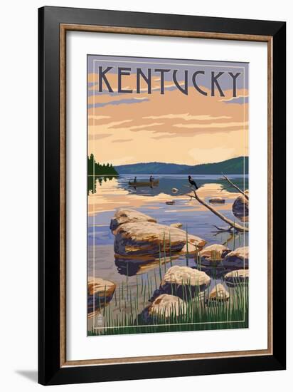 Kentucky - Lake Sunrise Scene-Lantern Press-Framed Art Print