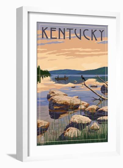 Kentucky - Lake Sunrise Scene-Lantern Press-Framed Art Print