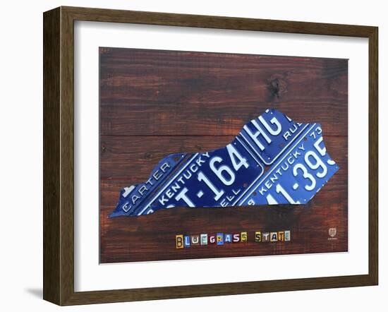 Kentucky License Plate Map-Design Turnpike-Framed Giclee Print