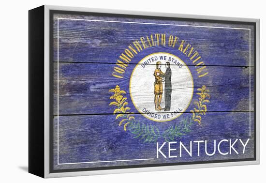 Kentucky State Flag - Barnwood Painting-Lantern Press-Framed Stretched Canvas