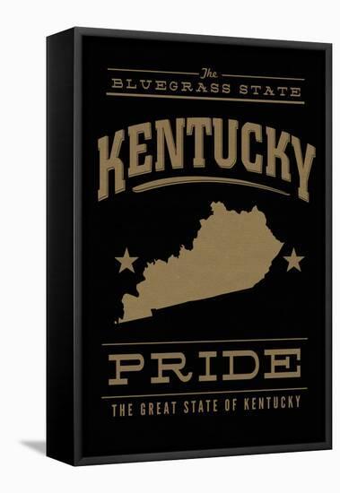 Kentucky State Pride - Gold on Black-Lantern Press-Framed Stretched Canvas