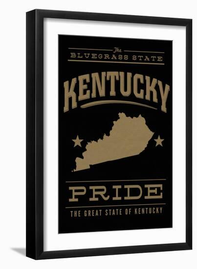 Kentucky State Pride - Gold on Black-Lantern Press-Framed Art Print