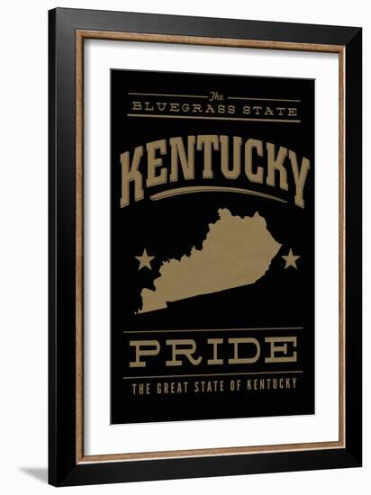 Kentucky State Pride - Gold on Black-Lantern Press-Framed Art Print