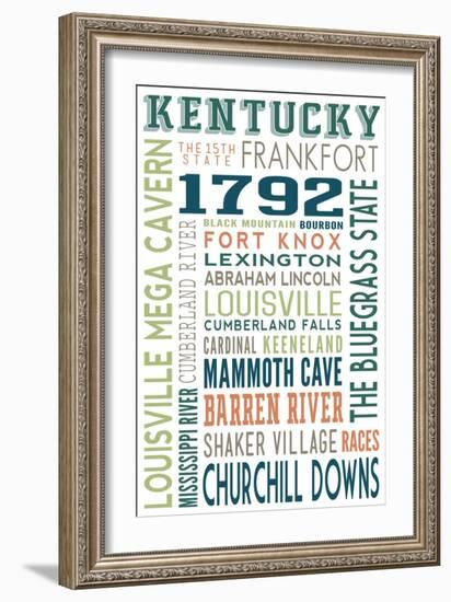 Kentucky - Typography-Lantern Press-Framed Art Print