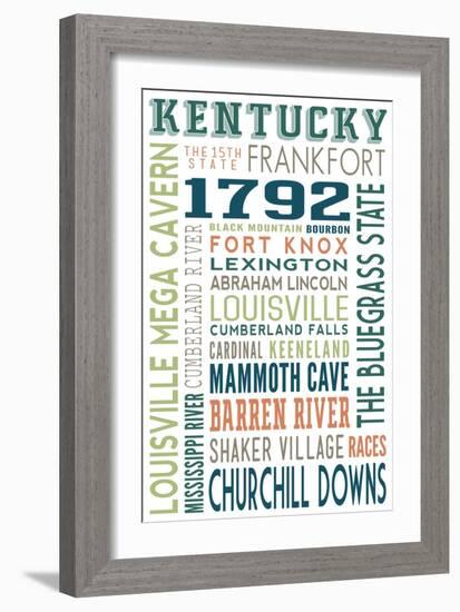 Kentucky - Typography-Lantern Press-Framed Art Print