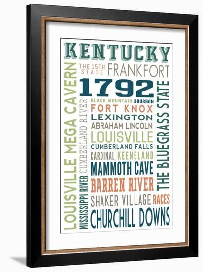 Kentucky - Typography-Lantern Press-Framed Art Print