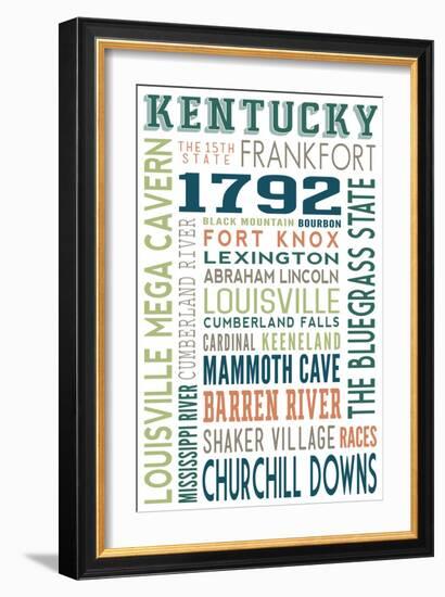 Kentucky - Typography-Lantern Press-Framed Art Print