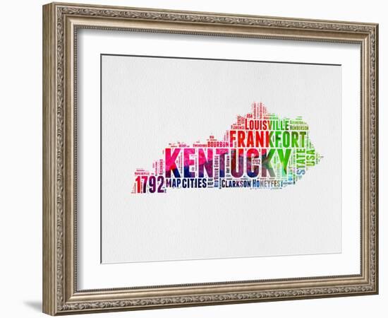 Kentucky Watercolor Word Cloud-NaxArt-Framed Art Print