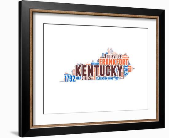 Kentucky Word Cloud Map-NaxArt-Framed Art Print