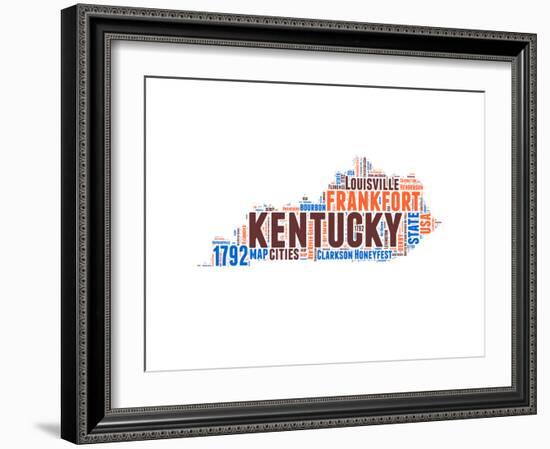 Kentucky Word Cloud Map-NaxArt-Framed Art Print