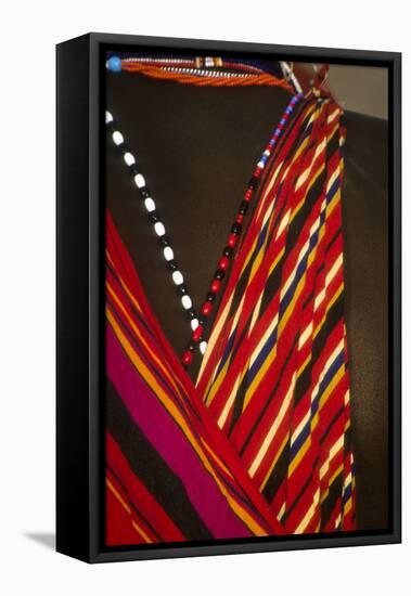 Kenya, Amboseli National Park, detail of Maasai Moran's clothing-Alison Jones-Framed Premier Image Canvas