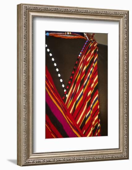 Kenya, Amboseli National Park, detail of Maasai Moran's clothing-Alison Jones-Framed Photographic Print