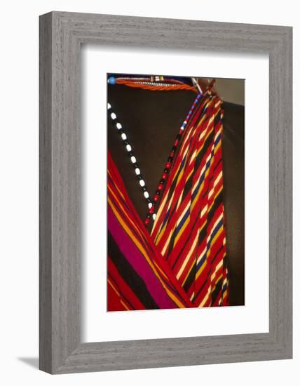 Kenya, Amboseli National Park, detail of Maasai Moran's clothing-Alison Jones-Framed Photographic Print