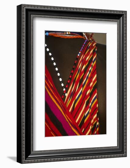 Kenya, Amboseli National Park, detail of Maasai Moran's clothing-Alison Jones-Framed Photographic Print