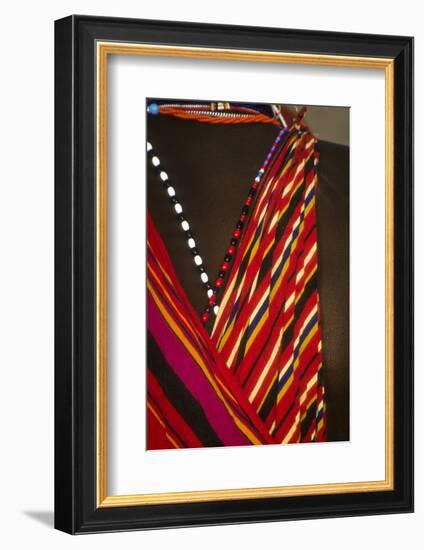 Kenya, Amboseli National Park, detail of Maasai Moran's clothing-Alison Jones-Framed Photographic Print