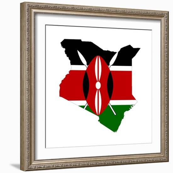 Kenya Flag On Map-Speedfighter-Framed Premium Giclee Print