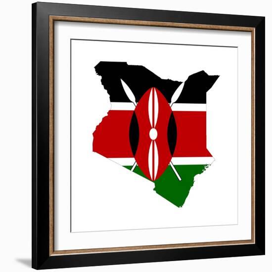 Kenya Flag On Map-Speedfighter-Framed Premium Giclee Print