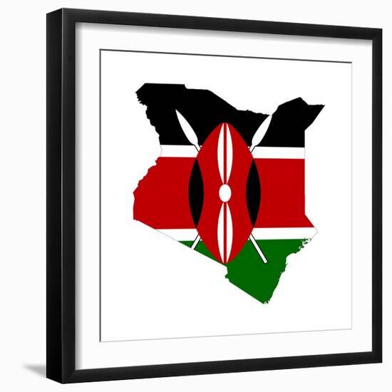 Kenya Flag On Map-Speedfighter-Framed Premium Giclee Print