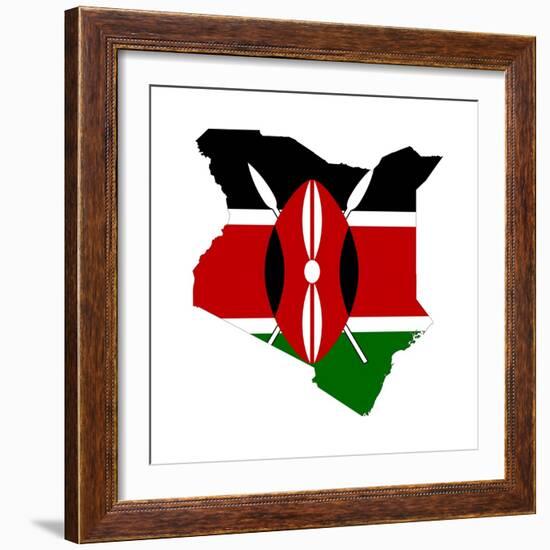 Kenya Flag On Map-Speedfighter-Framed Art Print