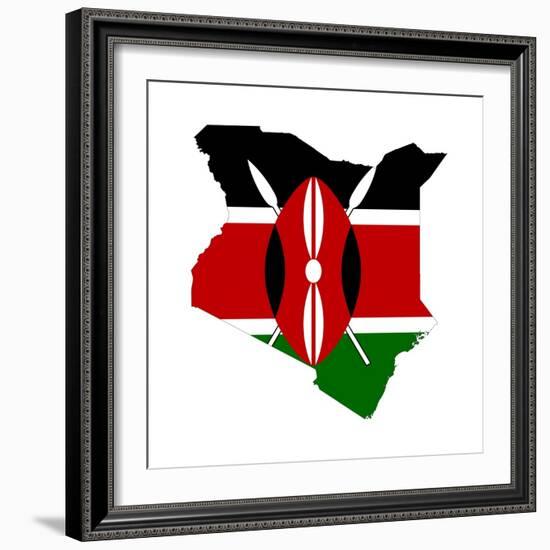 Kenya Flag On Map-Speedfighter-Framed Art Print