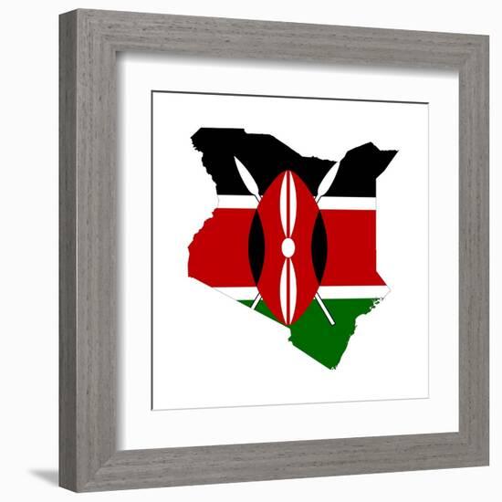 Kenya Flag On Map-Speedfighter-Framed Art Print