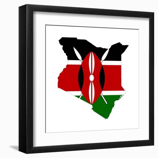 Kenya Flag On Map-Speedfighter-Framed Art Print