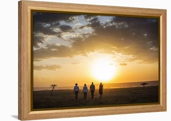 Kenya, Mara North Conservancy. a Couple on an Evening Walking Safari with their Guide and Maasai.-Niels Van Gijn-Framed Premier Image Canvas