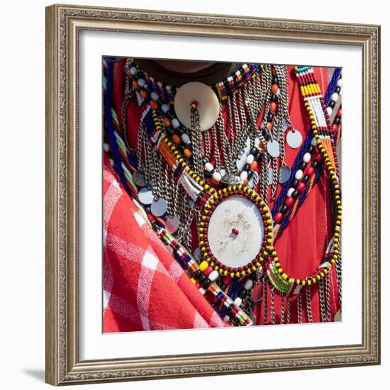 Kenya, Masai Mara National Reserve, Mara Ashnil region. Masai tribal jewelry and ornamentation.-Emily Wilson-Framed Photographic Print