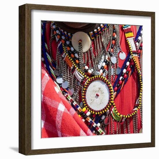 Kenya, Masai Mara National Reserve, Mara Ashnil region. Masai tribal jewelry and ornamentation.-Emily Wilson-Framed Photographic Print