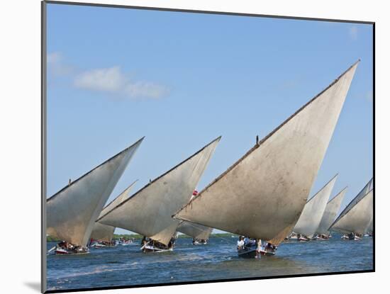 Kenya; Mashua Sailing Boats Participating in a Race Off Lamu Island-Nigel Pavitt-Mounted Photographic Print