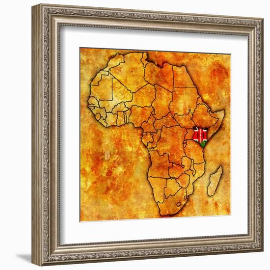 Kenya on Actual Map of Africa-michal812-Framed Art Print