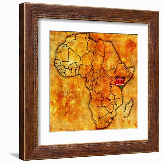 Kenya on Actual Map of Africa-michal812-Framed Art Print