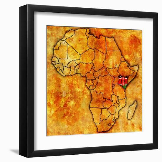 Kenya on Actual Map of Africa-michal812-Framed Art Print